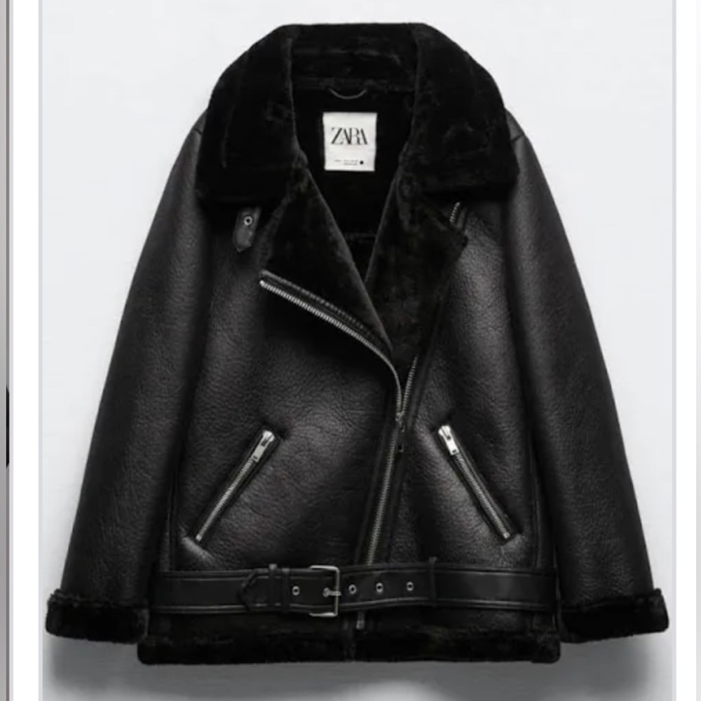 Zara black faux shearling jacket